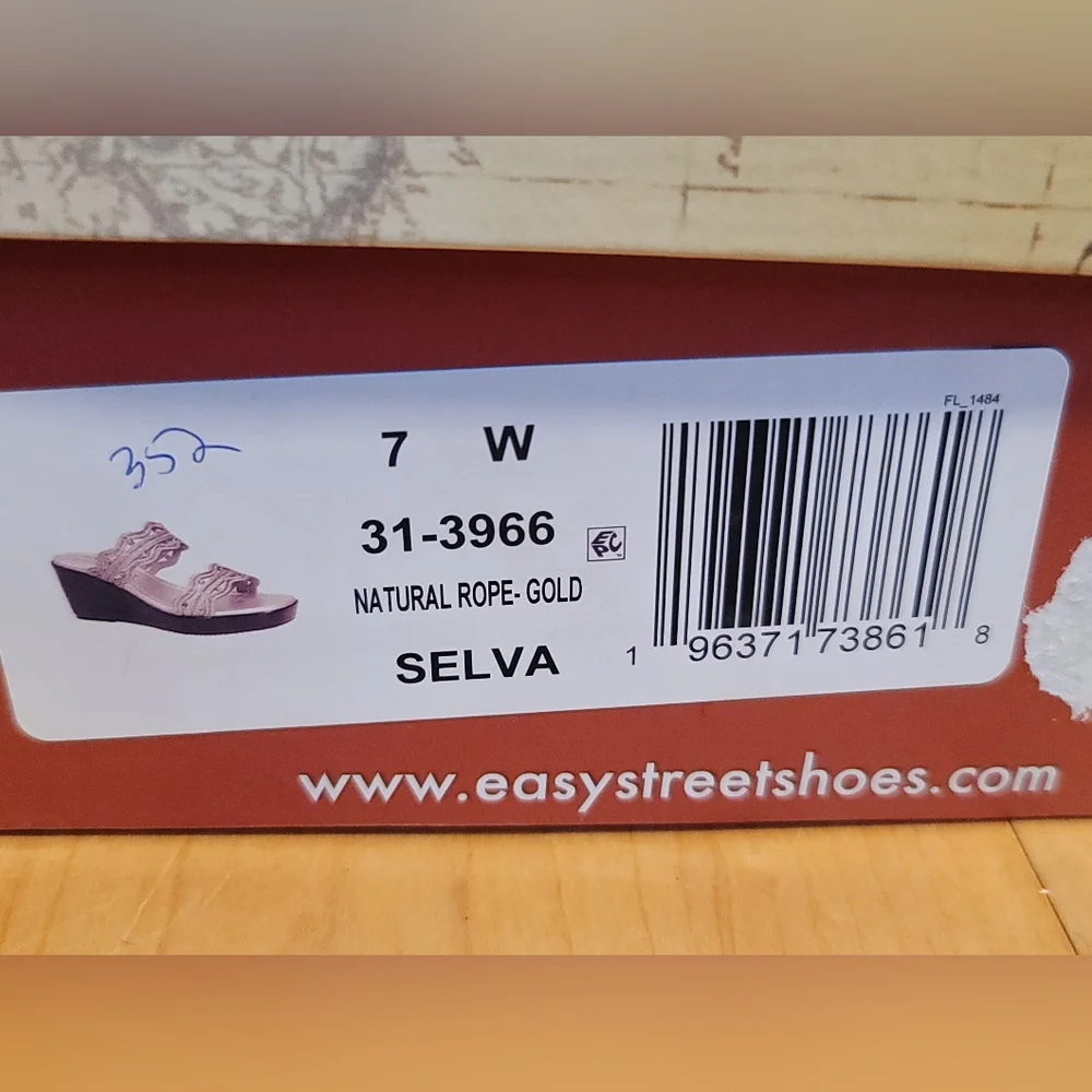 NIB TUSCANY Easy Street Selva Wedge Made in Italy Natural Gold Heel Sandals 7W